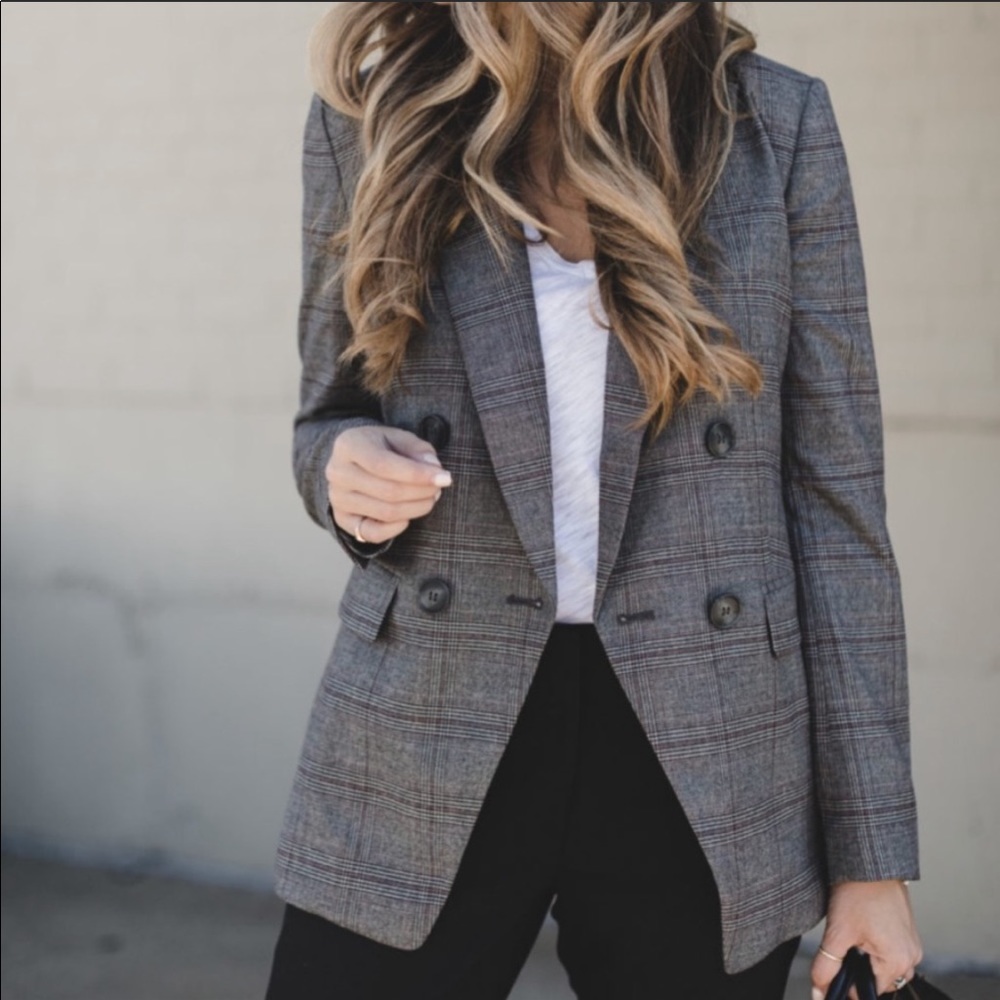 Loft Plaid Double Button Blazer